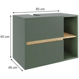 Vicco Waschbeckenunterschrank Viola 2 Schubladen 80 x 60 x 46 cm Grün/Artisan