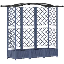 vidaXL Hochbeet mit Rankgitter und Dach 163 x 40 x 126 cm Grau