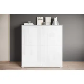 OTTO home PC-Schrank OTTO HOME "Kenia, Sekretär, Home Office", weiß (weiß, weiß hochglanz), B:120cm H:125cm T:39,5cm, Sekretäre, Mit Push-to-open, Tastaturauszug und praktischem Stauraum