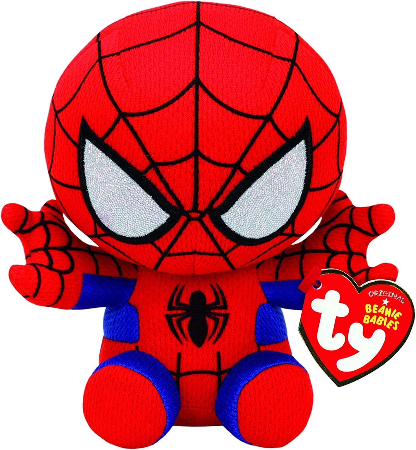 TY 41188 Spider-Man Spiderman Plüsch, Rot/Blau/Schwarz, 16 cm
