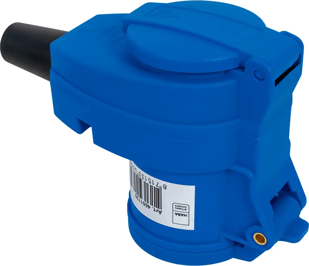 MANTES 2P+E abgewinkelter CEE-Stecker mit zusätzlicher Steckdose 16A 230V
