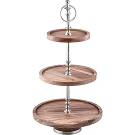 Marrakesch Orient & Mediterran Interior 3 Etagen Etagere Servierständer Akazienholz Amalie 50cm