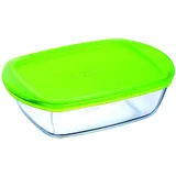 Pyrex Dajar 36878 Glasbehälter mit Deckel Cook & Store rechteckig Pyrex Glas, Transparent/Grün, 23 x 15 x 6,5 cm, 1 Einheiten