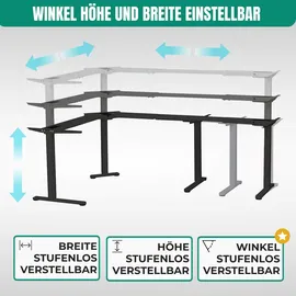 Albatros LIFT L7B Gestell für Eckschreibtisch Höhenverstellbar Elektrisch schwarz - Winkelschreibtisch Memoryfunktion, - Schreibtischgestell Höhenverstellbar, stufenlos verstellbar in Höhe, Breite und Winkel, 3 Motoren,