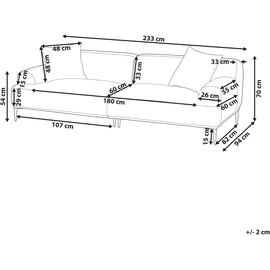 Beliani Couch Stoff 3-Sitzer Grün/Braun