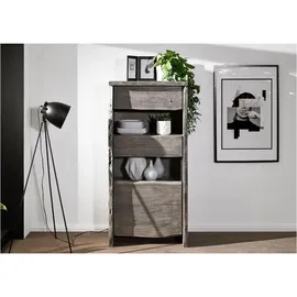 Massivmoebel24 Vitrine Akazie 71 x 45 x 147 cm Grau