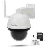 SecuFirst Überwachungskamera Aussen WLAN,128GB Lokaler Speicher, PTZ Outdoor Wifi IP Kamera Überwachungs,1080P,AI-Bewegungsmelder,Sirenen-Alarm,2... - Weiß