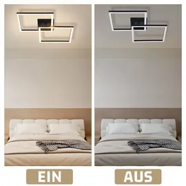 GBLY Homefire Deckenlampe LED Deckenleuchte Schlafzimmer 24W Wohnzimmerlampe Warmweiß Küchenlampe Modern Esszimmerlampe Schwarz Eckig Deckenleuchten für Wohnzimmer Kinderzimmer