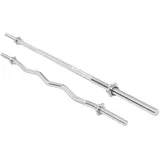 Gorilla Sports Hantelstangenset mit Langhantel und SZ-Curlstange, Sternverschlüsse grau 18kg