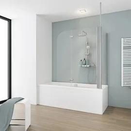 Schulte ExpressPlus Badewannenfaltwand 2-teilig mit Seitenwand Alu-Natur 140x116x70cm alu-natur
