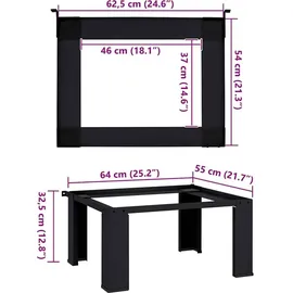 vidaXL Waschmaschinen-Podest Schwarz 64 x 55 x 32,5 cm