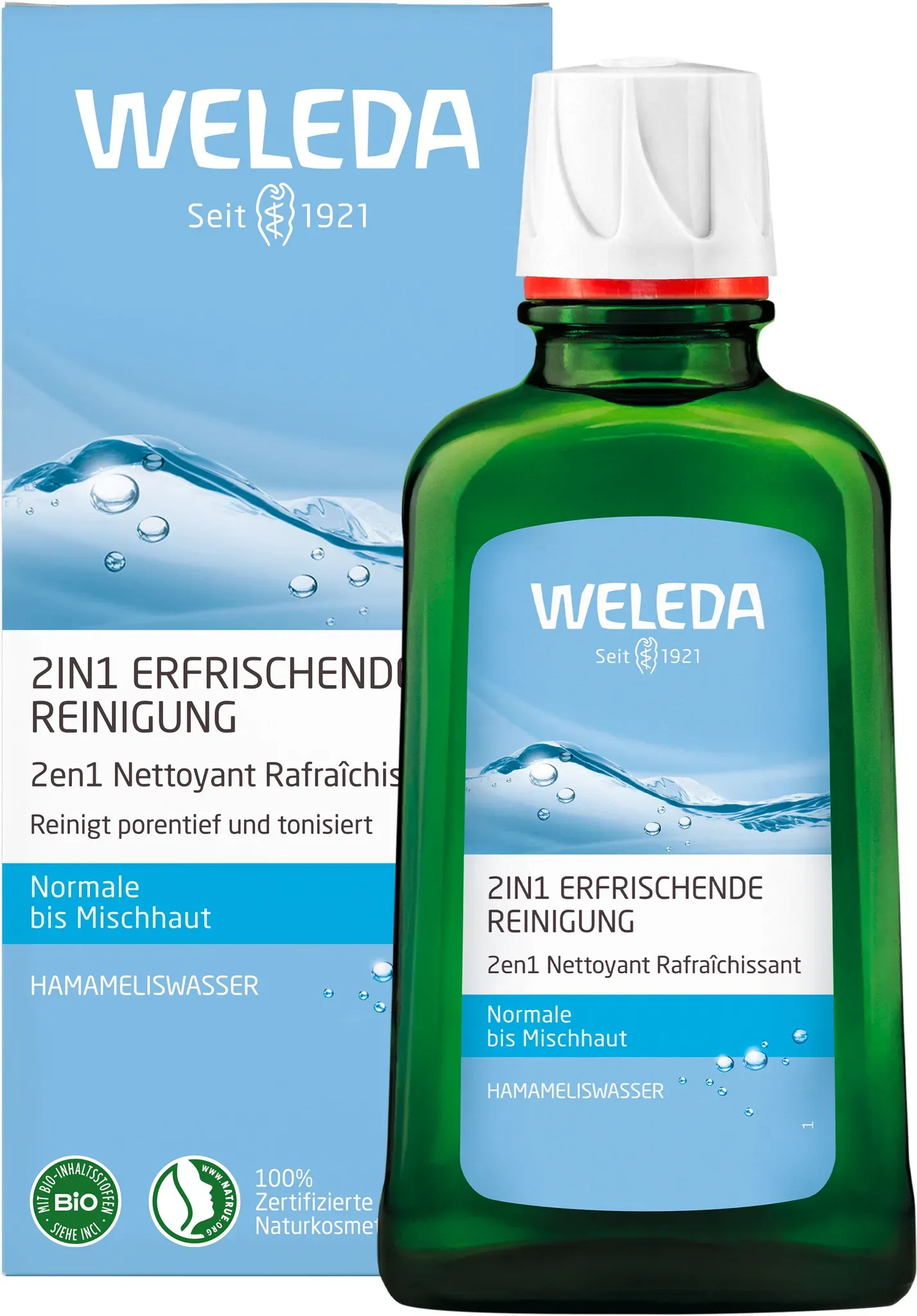 Weleda 2in1 Erfrischende Reinigung - Befreit Haut von Schmutz und Make-up, verfeinert Hautbild