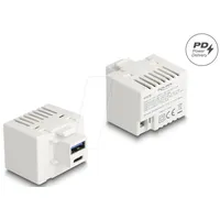 Delock Keystone Lademodul USB Typ-A C PD 20 W weiß