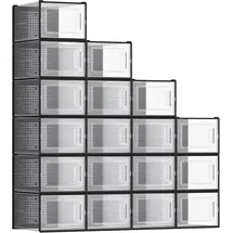 Songmics Schuhboxen 18er Set transparent-schwarz