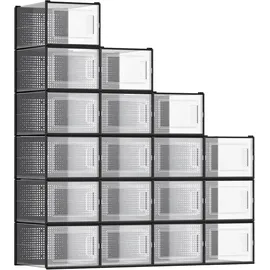 Songmics Schuhboxen 18er Set transparent-schwarz