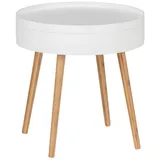 Wenko Kaffeetisch Finja Weiß Bambus 49,5 x 51,5 cm