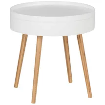 Wenko Kaffeetisch Finja Weiß Bambus 49,5 x 51,5 cm
