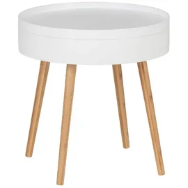 Wenko Kaffeetisch Finja Weiß Bambus 49,5 x 51,5 cm