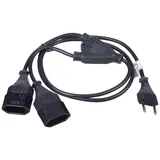 Akyga Strom Anschlusskabel [1x Euro-Kupplung - 2x Euro-Stecker] 1.20m Schwarz