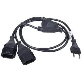 Akyga Strom Anschlusskabel [1x Euro-Kupplung - 2x Euro-Stecker] 1.20m Schwarz
