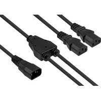 Kabelmeister Y-Kaltgeräteverlängerung Kaltgeräte-Stecker C14 an 2x Kaltgeräte-Buchse C13, schwarz,