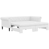 VidaXL Tagesbett Ausziehbar mit Matratzen Weiß 90x200 cm Kunstleder