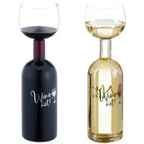Relaxdays Weinflasche Glas, XL Weinglas mit Spruch, Fun Geschenk für Weinliebhaber, Weinflaschenglas 750 ml, transparent