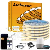 Lichaser LED für Akustikpaneele 3M, 6 Rollen WiFi COB LED Streifen Warmweiss Parallel und Kompatibel mit Alexa, 12V COB Lichtleiste für Akustikpaneele Beleuchtung, Wandpaneele, Regal, Vitrinen