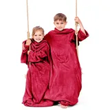 Kinderdecke Ärmeldecke Lazykids für Kinder - Kuscheldecke mit Ärmeln, DecoKing rot