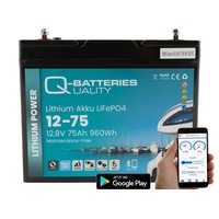 Quality Batteries Q-Batteries Lithium Akku 12-75 12,8V 75Ah 960Wh LiFePO4 Batterie mit Bluetooth