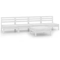 vidaXL 5-tlg Garten-Lounge-Set Weiß Kiefer Massivholz