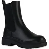 VAN HILL Damen Leicht Gefütterte Plateau Boots Profil-Sohle Schuhe 839380, Farbe: Schwarz, Größe: 39 - Schwarz - 39
