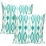 TRESMESTRES Sofa Kissenbezüge - Mediterranes Design, Lebendige Farben, Ikat-Muster - Deko Kissenbezüge Boho, Lässig und Modern - Kissenbezüge 80x80 cm - Türkis, 2er Set