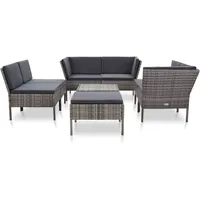 vidaXL Lounge-Set 8-tlg. inkl. Auflagen grau 48954