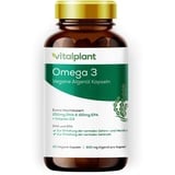 Vitalplant® Omega 3 Vegan | 250mg DHA + 150mg EPA pro Kapsel | 90 Kapseln hochdosierte Omega 3 Fettsäuren aus Algenöl | + Vitamin D3 | Pflanzliche Alternative zu Fischöl Kapseln