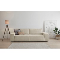 Home affaire 3-Sitzer SHERWOOD Schlafsofa (257cm) Cord, Samtvelours, Vintage-Lederoptik, Schlaffunktion mit Bettkasten (ca. 136/200cm) beige|braun