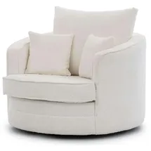 S-Style Drehsessel Ted Bouclé 107 x 94 x 0 cm Weiß drehbar mit Kissen