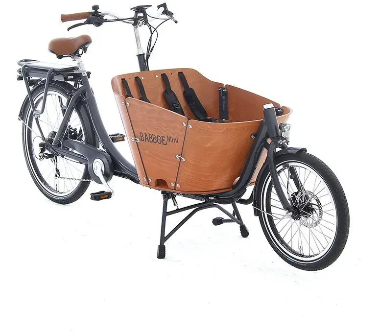 Babboe Mini-E Anthrazit: Elektro-Lastenrad für Kindertransport