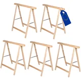 MODO24 Holzbock Klappbock Arbeitsbock Tapezierbock Sägebock Montagebock Unterstellbock SDKM, 5er-SET, 73x73x44 cm, Natur unbehandelt