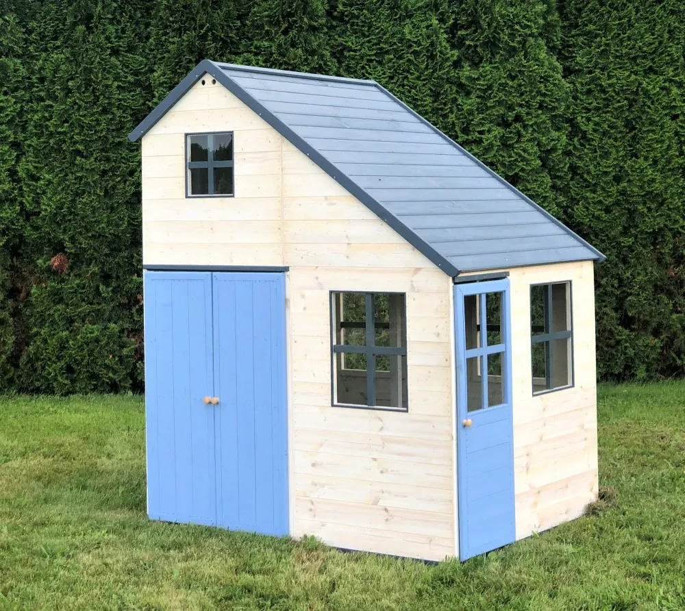 Wendi Toys Holz Spielhaus Wal | 120x160x200 cm - Blau
