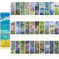 JYXNU 30 Stück Lesezeichen Papier Set Ölgemälde Impressionismus Design Ästhetisch Bookmark für Buchliebhaber Retro Papier-Lesezeichen mit Goldprägung Geschenk für Frauen