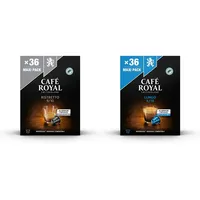 Café Royal Ristretto 36 Nespresso®* kompatible Kapseln aus Aluminium, Intensität 9/10 & 36 Lungo Nespresso®* kompatible Kapseln aus Aluminium - Intensität 4/10 - Großpackung 36 Kaffeekapseln