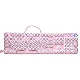 Mechanische Gaming Tastatur,QWERTY Kabelgebundene Tastatur mit Linearer Aktion,PC Gaming Tastatur von 9 Verschiedene beleuchtete Modi,104 Tasten Mechanische Tastatur für PC Gamer und Arbeits,Rosa