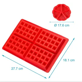 Intirilife 2er Set Backformen in runder Herzformen und Rechtecke aus Silikon Waffelformen Rot - Gr.: onesize