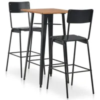 VidaXL 3-teiliges Bar-Set Stahl Schwarz