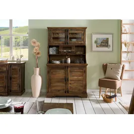 Massivmoebel24 Buffet Mango 110 x 55 x 190 cm Dunkelbraun Geölt