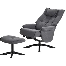 Femo Relaxsessel FM-4206 Mikrofaser 86 x 113 x 88 cm Grau/Schwarz mit Hocker