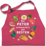 Kinderschürze Schürze Kinder Jungen Mädchen - Kochschürze - Bei Name schmeckts am besten - Fleisch Fisch Geschenkidee Hobbyköche Kochen - 2-6 Jahre - Pink - küchen geschenke für junge - 2-6 Jahre