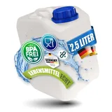 Kosmetex 2.5L Wasserkanister, BPA frei & lebensmittelecht, Wasser Kanister 2.5 Liter für Camping, Garten, Gewerbe & Haushalt, Robust Made in Germany