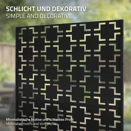 ML-Design Metall-Sichtschutz Milano 90x180 cm aus Stahl, Raumteiler mit 3 Paneele, Trennwand erweiterbar mit Ständer, Paravent Deko Sichtschutzwand wetterfest für Garten Balkon Terrasse